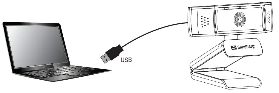 Sandberg 134 38 USB Webcam Autofoucus DualMic - Connection