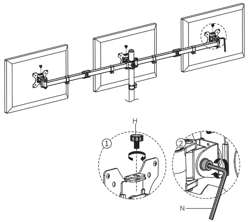 NEWSTAR Neomounts FPMA-D550D3BLACK - Install the monitors and adjust the torque 2