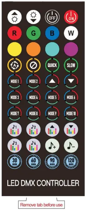 Guangdong Tongfang Illuminations GJRF4001 44keys RF Remote -