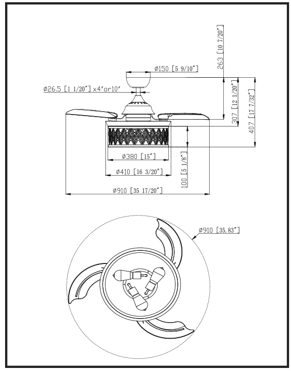Parrot Uncle F3519110V 36 Inch Modern Ceiling Fan with Lighting and Remote - 11