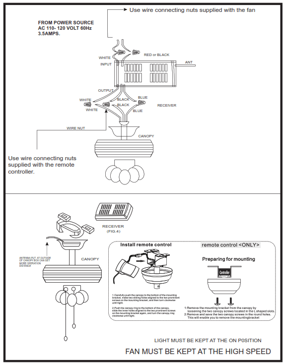 Parrot Uncle F3519110V 36 Inch Modern Ceiling Fan with Lighting and Remote - 4