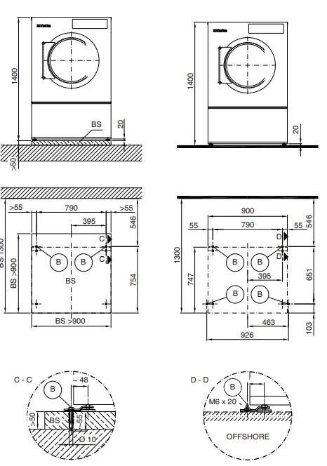 Installation (on concrete plinth/offshore)