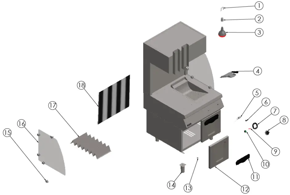 ggm gastro PWE4 Electric Chips Scuttle - EXPLODING DRAWING