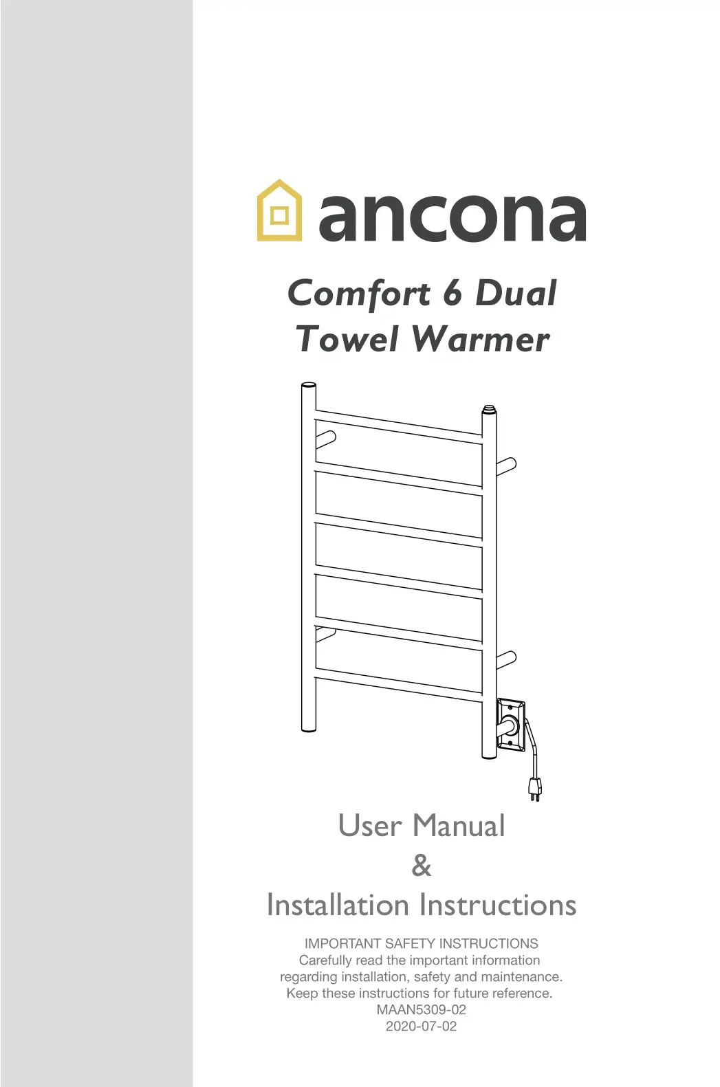 ancona PATIM-01 Comfort 6 Dual Towel Warmer User Manual