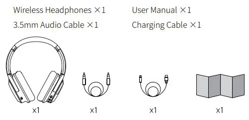 RUNOLIM WH204A Wireless Headphone User Manual - Package List