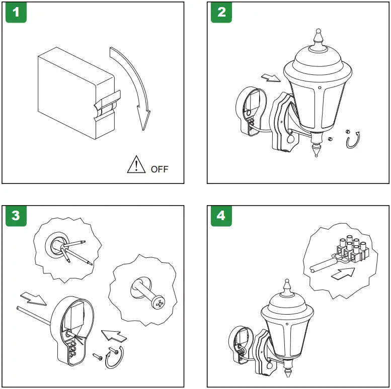 4lite 4L2 3412 Outdoor IP65 Wall Lantern Black - FIGURE 1