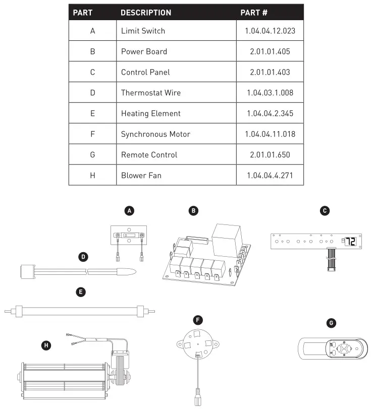 LifeSmart Infrared Heater - REPLACEMENT PARTS LIST