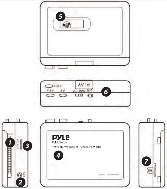 PYLE PCASRSD18BT Portable Wireless BT Cassette Player-