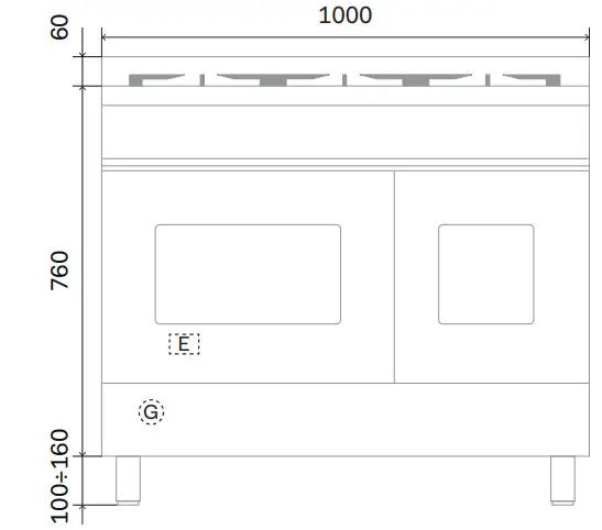 ILVE PD106DWE3 100cm Professional Plus Cooker with 6 Gas Burners - figure 4