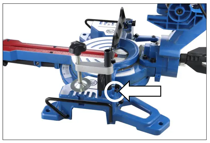 HYUNDAI HYMS2000E Electric Single Bevel Sliding Mitre Saw - Clamp1