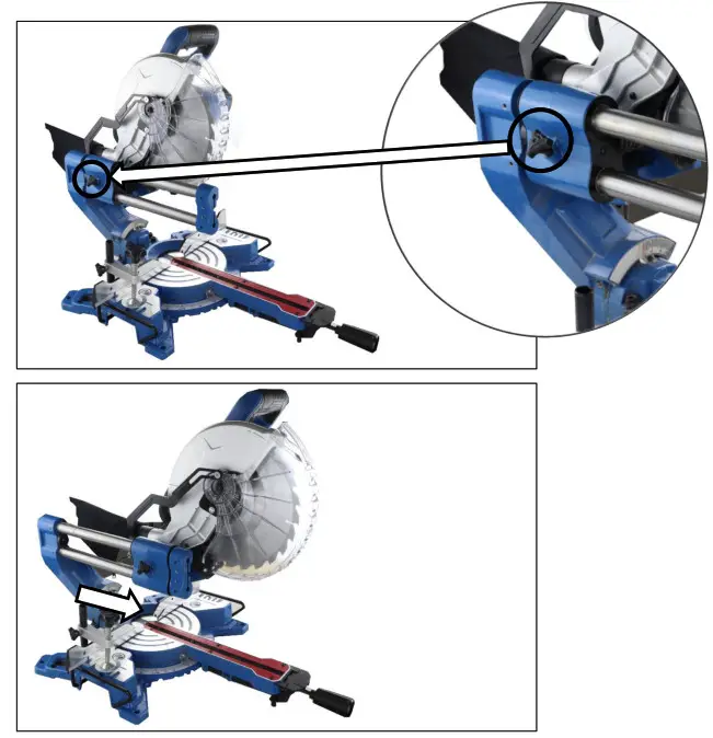 HYUNDAI HYMS2000E Electric Single Bevel Sliding Mitre Saw - Lock