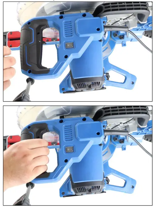 HYUNDAI HYMS2000E Electric Single Bevel Sliding Mitre Saw - Workpiece2