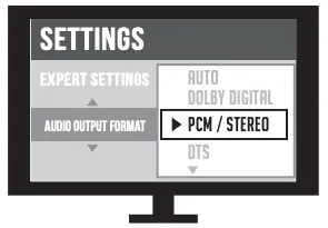 Digital Audio Output Format to STEREO or PCM