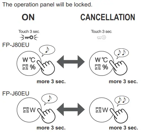 SHARP FP-J80EU Air Purifier With Humidifying Function - CHILD LOCK
