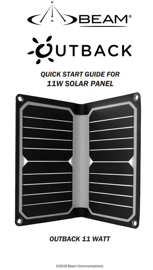 BEAM BMSLR11-1 Outback 11W Solar Panel User Guide