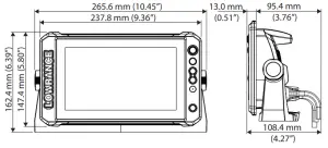 LOWRANCE Elite FS 9 Inch Fishing System - Dimensional drawings 1
