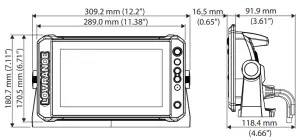 LOWRANCE Elite FS 9 Inch Fishing System - Dimensional drawings 2