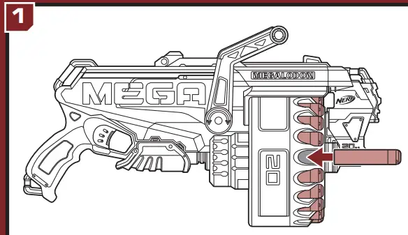 NERF E2849 Megalodon N-Strike Mega Toy Blaster with 20 Official Mega Whistler Darts - LOAD AND FIRE 1