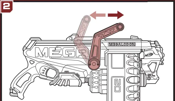 NERF E2849 Megalodon N-Strike Mega Toy Blaster with 20 Official Mega Whistler Darts - LOAD AND FIRE 2