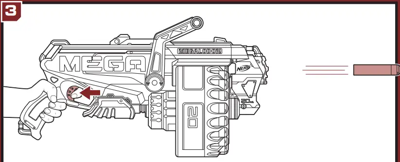 NERF E2849 Megalodon N-Strike Mega Toy Blaster with 20 Official Mega Whistler Darts - LOAD AND FIRE 3
