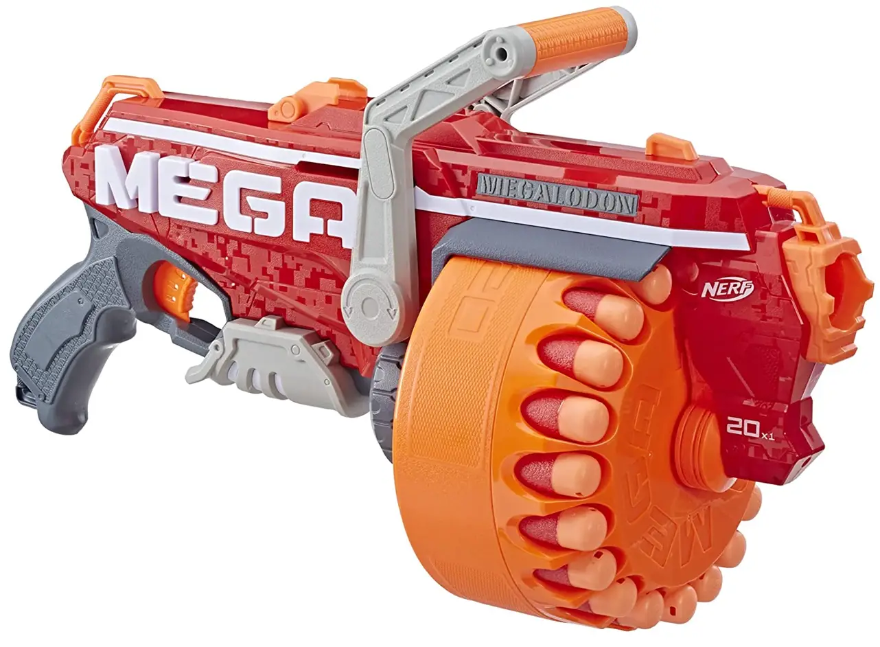 NERF E2849 Megalodon N-Strike Mega Toy Blaster with 20 Official Mega Whistler Darts