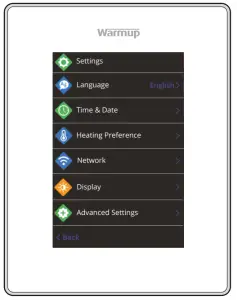 Warmup TM 6iE Smart Wifi Thermostat for Underfloor Heating - Settings