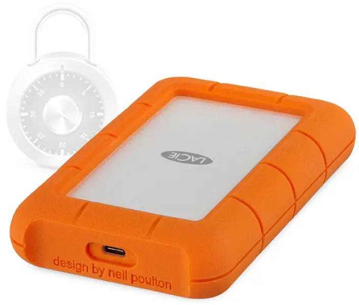LACIE 2TB USB 3 1 Gen 1 Type C Rugged Secure Portable Hard Drive-