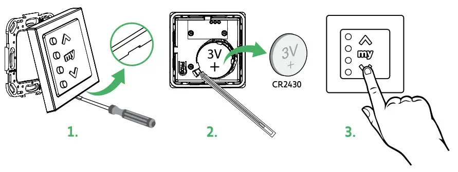 sOmfy Smoove Origin 4 RTS White Frame 4 Channel Wall Transmitter- Battery Replacement