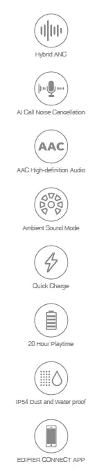 EDIFIER TWS220 NB True Wireless Stereo Earbuds with Active Noise Cancellation FIG 2