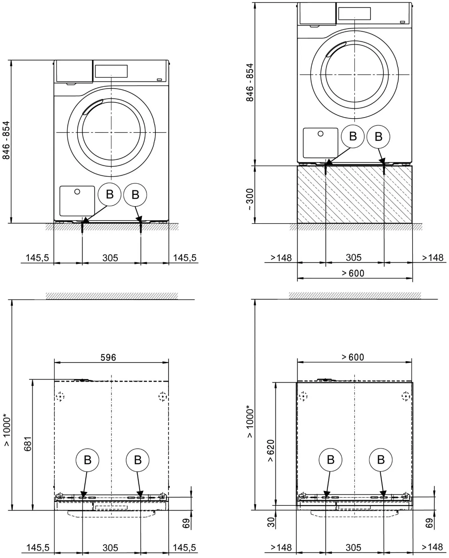 Miele PWM 508 DV Mop Star 80 Professional Washing Machine - Installation 3
