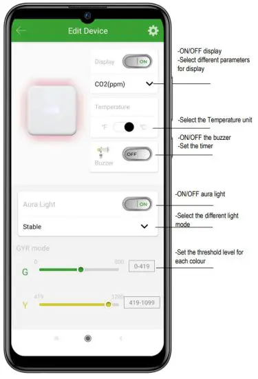 AERECO AirQ² Breathe with Smartness - parameter settings