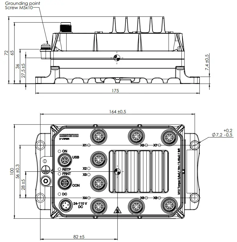 westermo Viper 8 Series EN 50155 Managed Gigabit Routing Switch - Dimensional drawing
