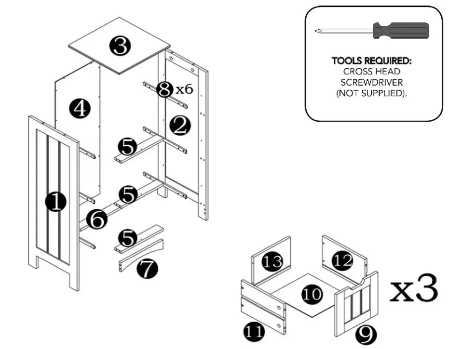 VonHaus-3009008-Colonial-3-Drawer-Unit-1