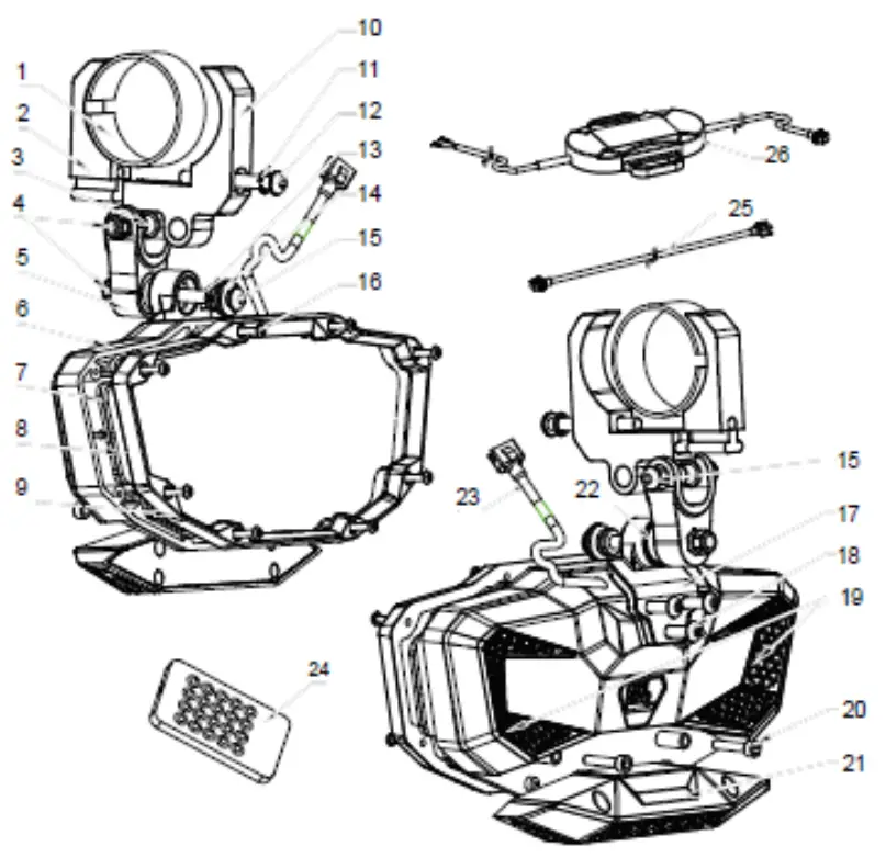 KEMIMOTO B0106 08901BK RGB LED Rear View Center Mirror with Bluetooth- fig2