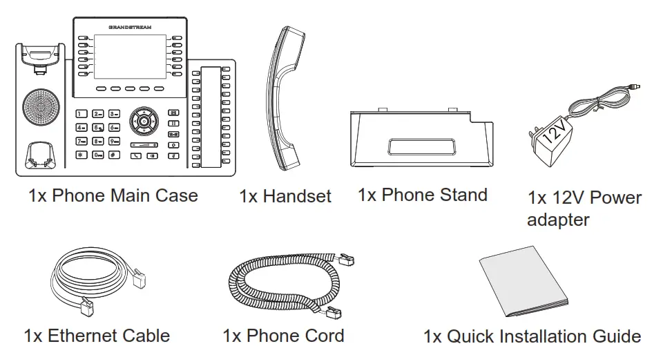 GRANDSTREAM GRP2636 Carrier-Grade HD IP Phone - PACKAGE CONTENTS