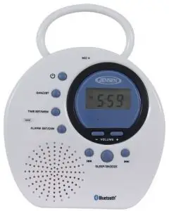 JENSEN Water Resistant AM/FM Bluetooth Shower Clock Radio with Digital Tuning