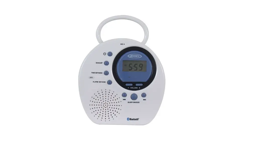 Jensen Water Resistant Am/fm Bluetooth Shower Clock Radio With Digital Tuning User Manual