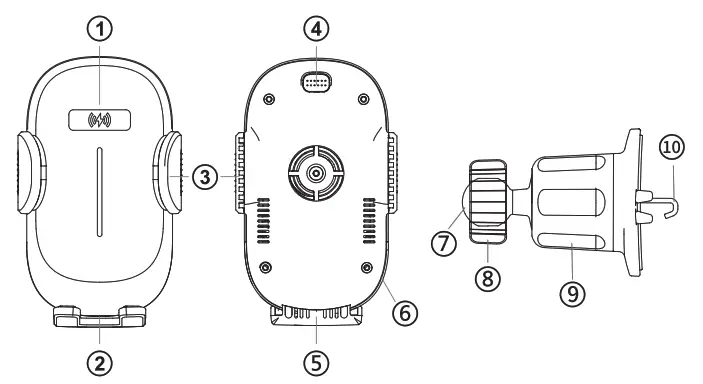 ICHECKEY W5 Automatic Alignment Coil Wireless Car Charger Mount - fig