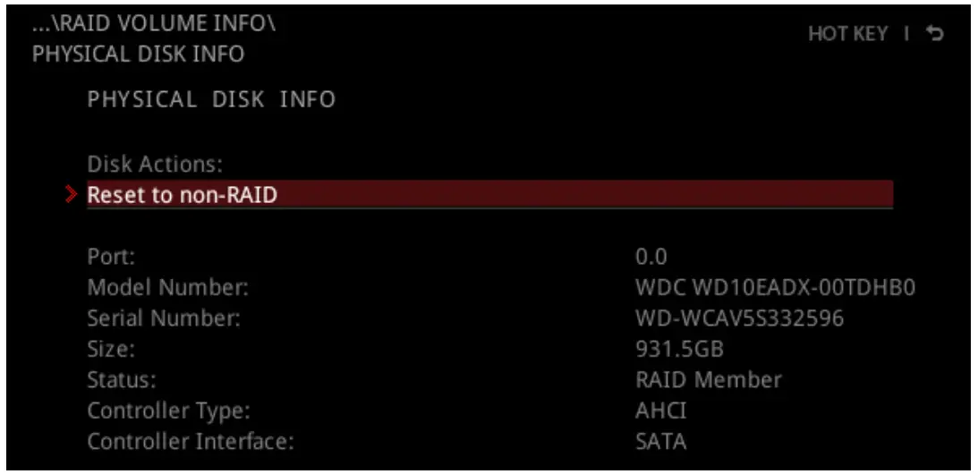 Resetting Disks to Non-RAID