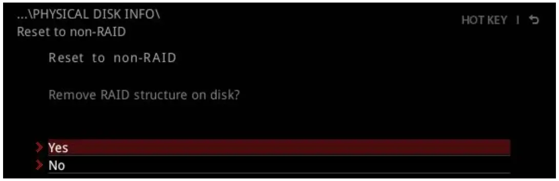 Resetting Disks to Non-RAID