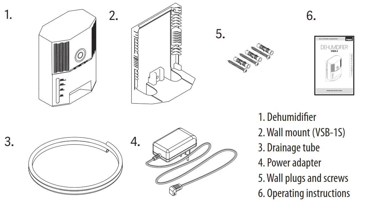 PINGI VIDA 2 CXTV-N1000EU Dehumidifier Set - BOX CONTENT