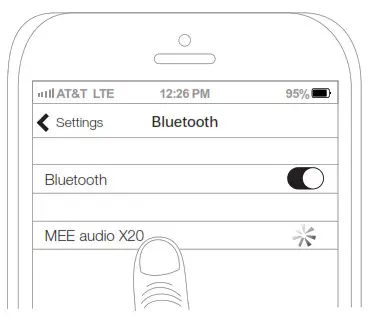 MEE audio X20 Truly Wireless Headphones - Bluetooth menu