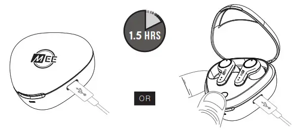 MEE audio X20 Truly Wireless Headphones - Place both earpieces