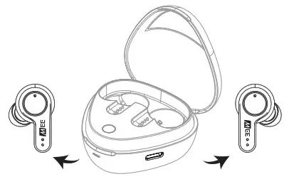 MEE audio X20 Truly Wireless Headphones - Remove both earpieces from the case