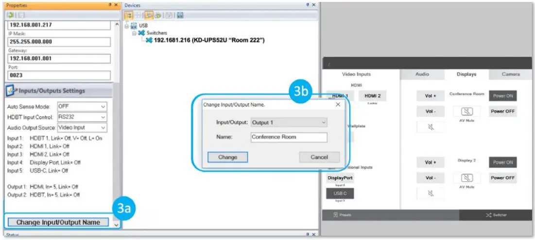 Key digital KD-UFS42 4K 18G Universal Format Switcher Installation Guide - Set the desired Input Output names
