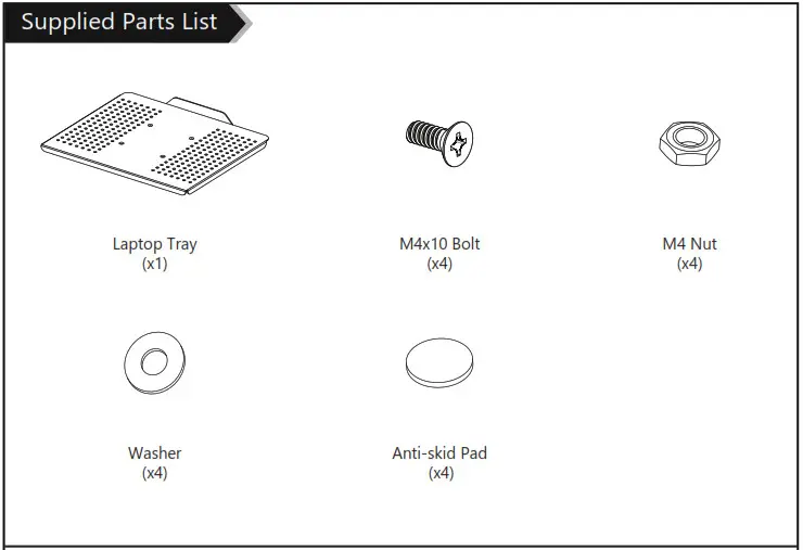 Supplied Parts List 1