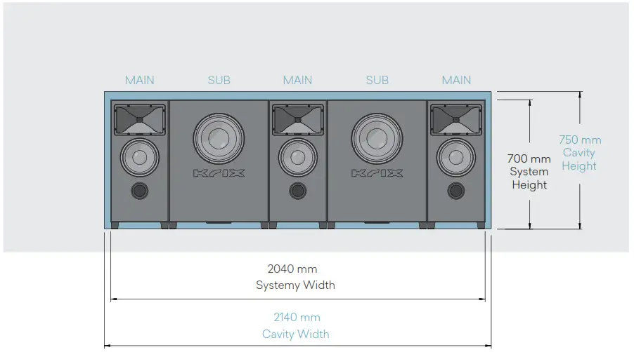 Krix MX-5MX-10 Modular Cinema Screen Loudspeaker System - SYSTEM DIMENSIONS 2