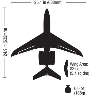 E-flite UMX Citation Longitude 30mm EDF Twin - Specifications