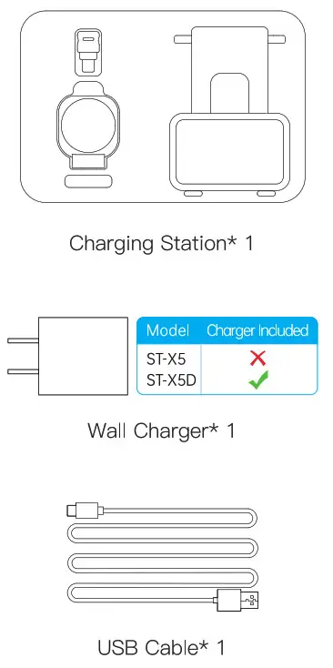 Shenzhenshihuihaobaozhuangkejiyouxiangongsi ST X5D BL 3 In 1 Foldable Charging Station - part list