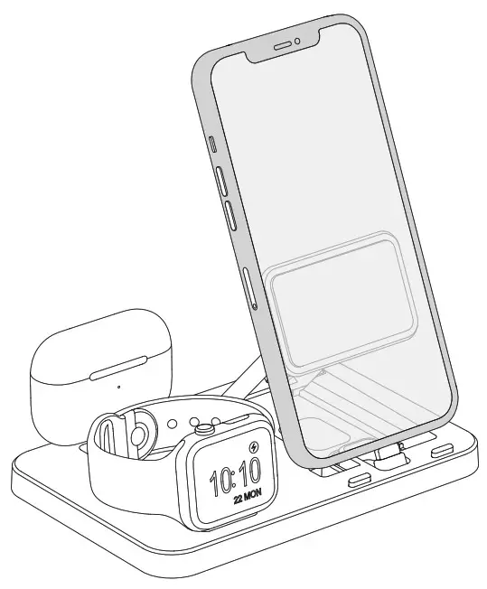 Shenzhenshihuihaobaozhuangkejiyouxiangongsi ST X5D BL 3 In 1 Foldable Charging Station